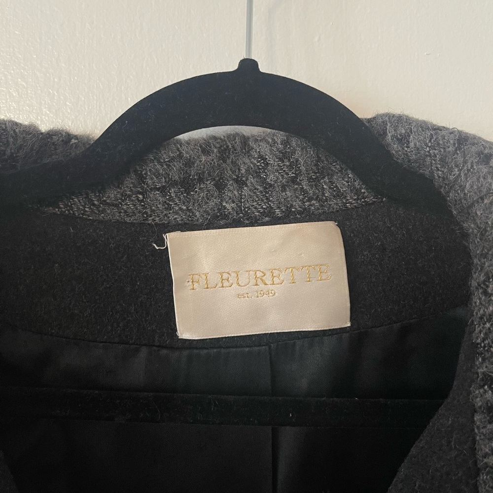 FLEURETTE Loro Piana Dark Gray Alpaca and Wool Pea Coat Made in the USA - Picture 8 of 16
